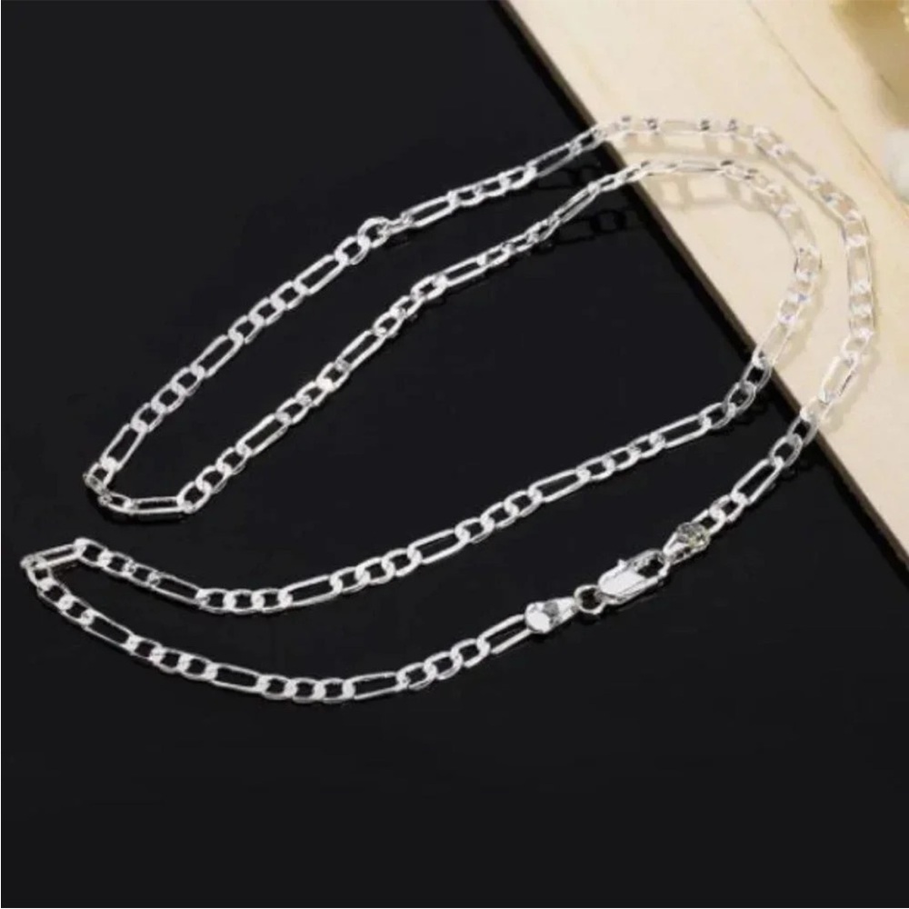 925 Sterling Silver Flat Chain Link Necklace - Picture 4 of 6
